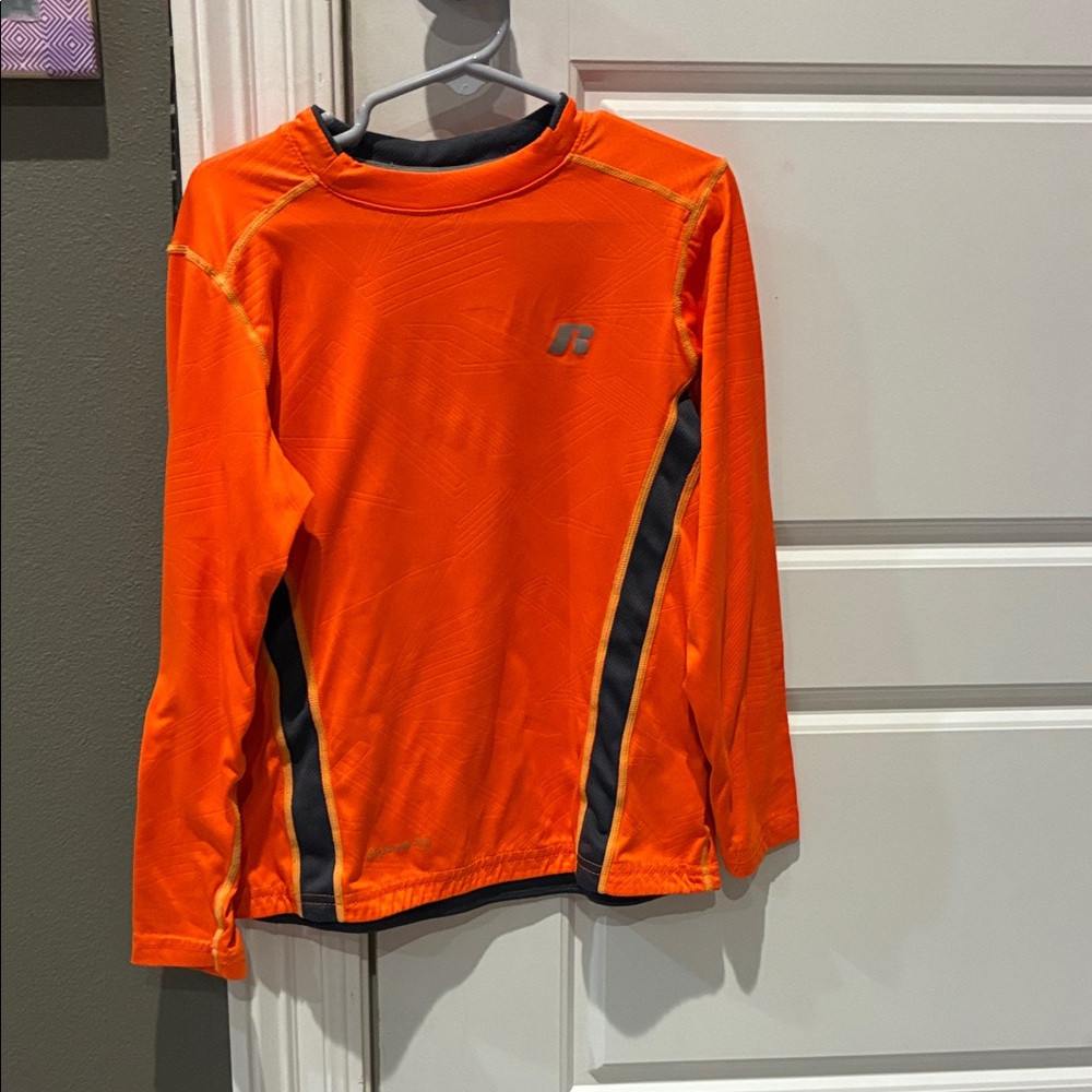 Russell Athletic Orange Long Sleeve Top with Gray Accents